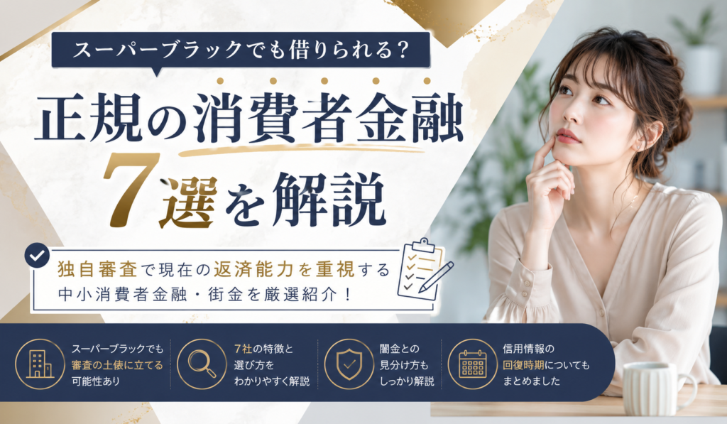 スーパーブラックでも借りられる？正規の消費者金融7選を解説