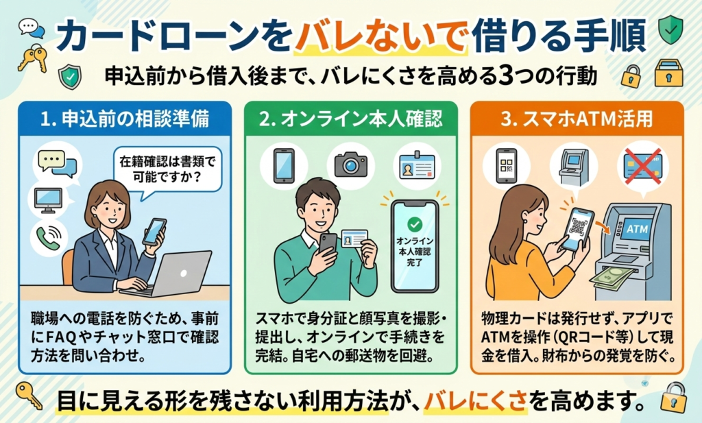 カードローンをバレないで借りる手順
